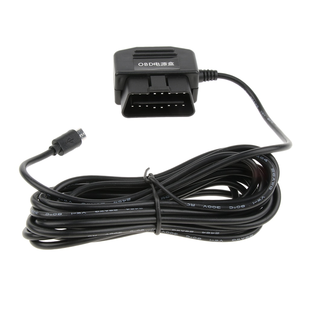 12V/36V to 5V/2A Car Dash Cam Hardwire Kit Micro USB Right Head OBD Step Down Cable DVR GPS 3.5 Meters