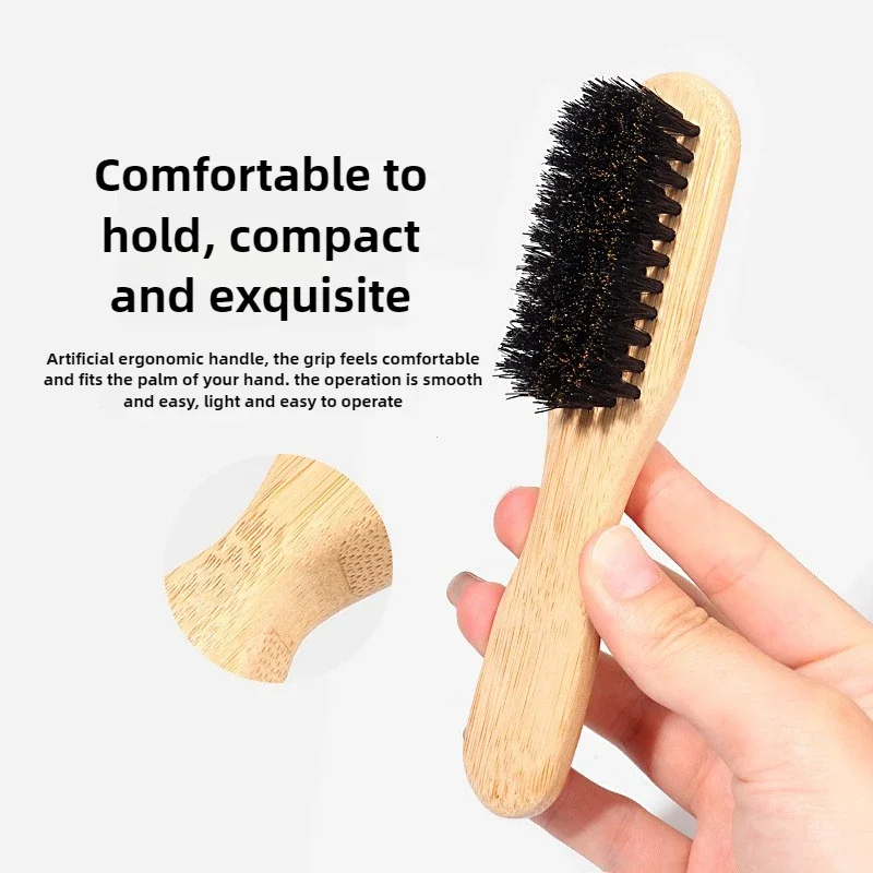 Cepillo para el pelo con cerdas de jabalí para moño de cola de caballo y alisador de pelos de bebé, pedernal, control de bordes, peinado y provocación
