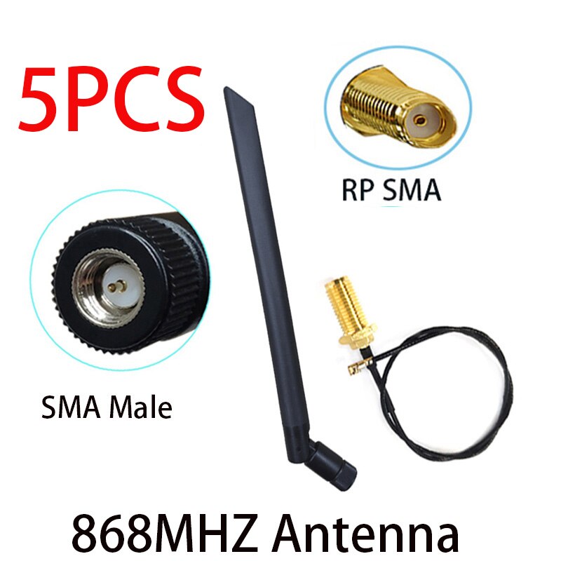 868MHz 915MHz Antenna lora pbx antena 5dbi RP-SMA Connector GSM 915 MHz 868 IOT antena antenne 21cm SMA Male /u.FL Pigtail Cable: 5PCS MC