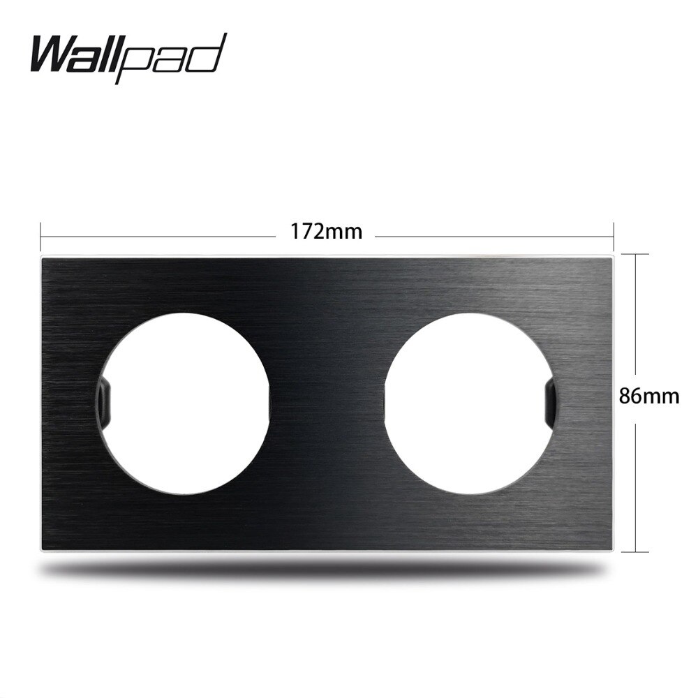 Wallpad L6 DIY Schwarz Doppel Rahmen Gebürstet Aluminium Zauberstab Schalter Buchse Metall Platte Freie Kombination, 172*86mm
