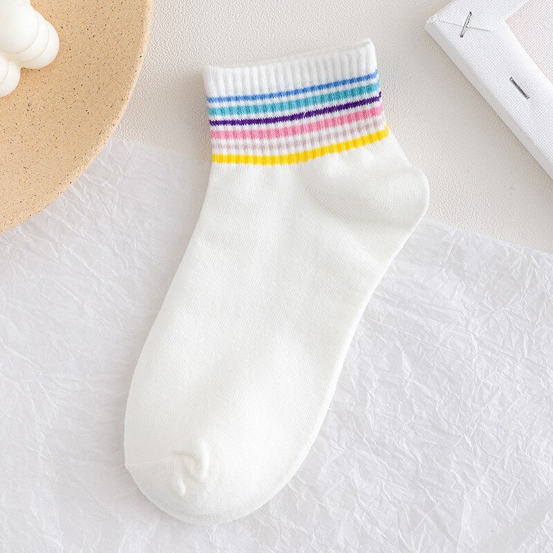 Calcetines cortos de algodón con estampado de arcoíris para mujer, medias de estilo Harajuku, con dibujo de fruta, fresa, primavera y verano: 7