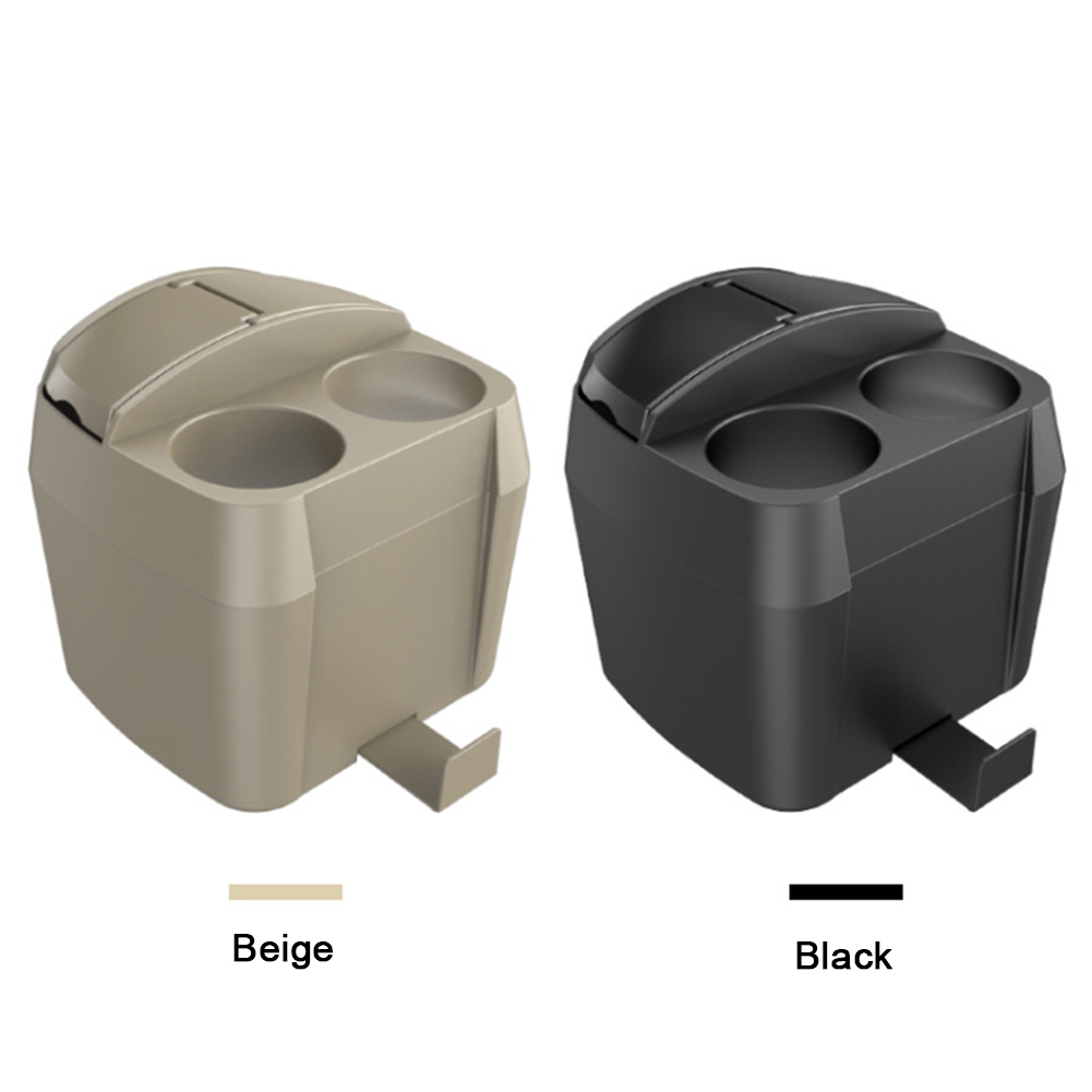 Bote de basura automático con portavasos, cesta, caja de almacenamiento Interior negra, compartimento para bote de basura multifunción para coche de gran capacidad