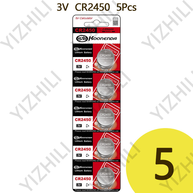 Bateria alcalina do botão do manganês do lítio, 3V, chave do controle remoto do carro, baterias do relógio eletrônico, CR2450: Dourado