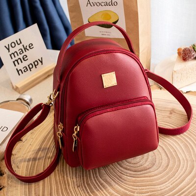 NIGEDU mini sac à bandoulière pour femmes dames sacs à main cuir PU bonbons couleurs forme populaire filles sac à bandoulière sac à dos noir: Rouge