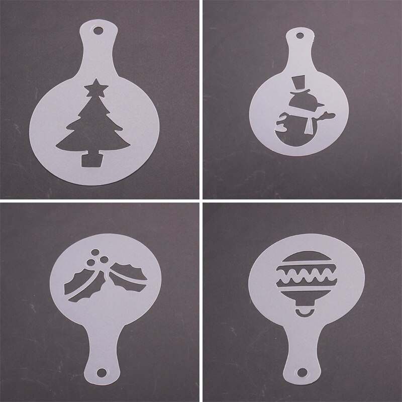 8pcsPcs/set Plastic Frothing Coffee Pitcher Pull Flower Template Mold Barista Stencils Decorating Tool Art Milk Froth Cappuccino