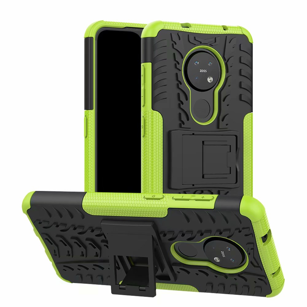 Hybrid Armatura Cassa Del Telefono Per Nokia 5.3 Duro Coperture + Temperato di Vetro Del Silicone di Gomma Molle Della Pelle Del Gel di Custodie: green / Only Case