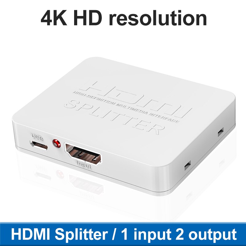 HDCP 4K 3D Splitter Full HD 1080p Video Switch Switcher 1X2: White