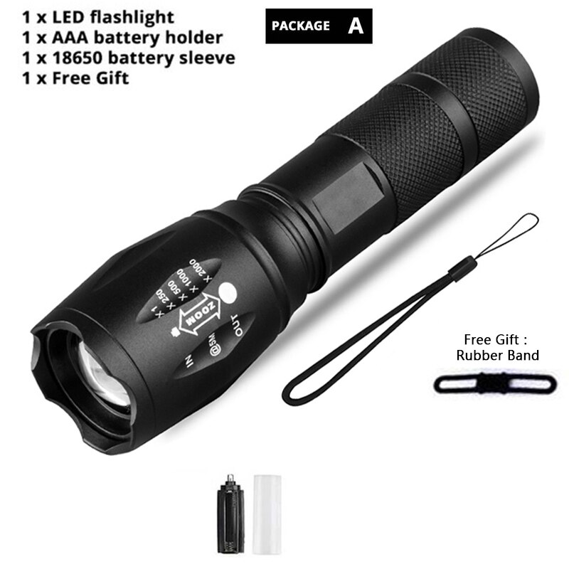 Z45 lampe de poche LED torche étanche Ultra lumineuse T6/L2/V6 zoomable 5 Modes de commutation 18650 batterie rechargeable pour le camping en plein air