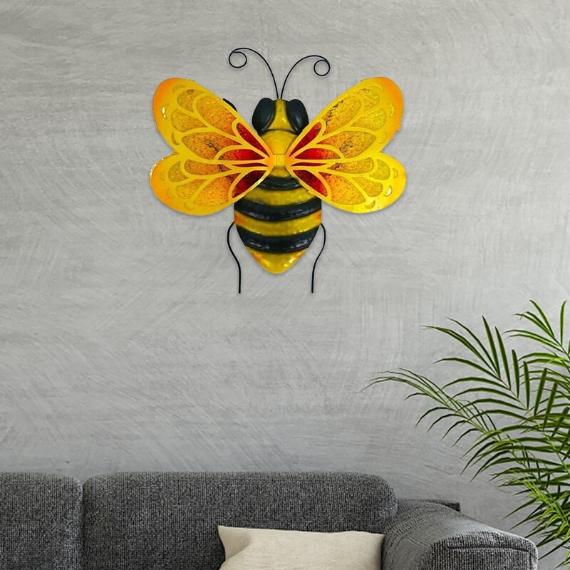 ! Bee Festival Decoration Bee Garden Decoration Statue Countryside Style Bee Outdoor Wall Sculptures Fence Ornament