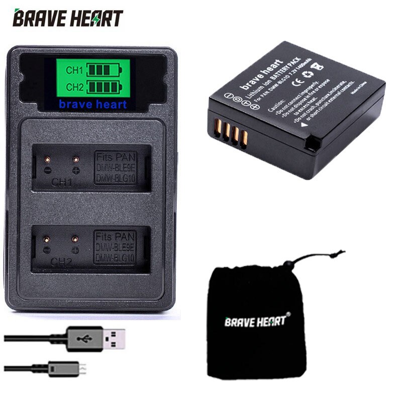TYPE-C double chargeur + DMW-BLG10 DMW BLG10E BLG10 batterie d'appareil photo pour Panasonic Lumix DMC GF6 GX7 GF3 GF5 DMW BLE9 BLG10: charger and 1battery