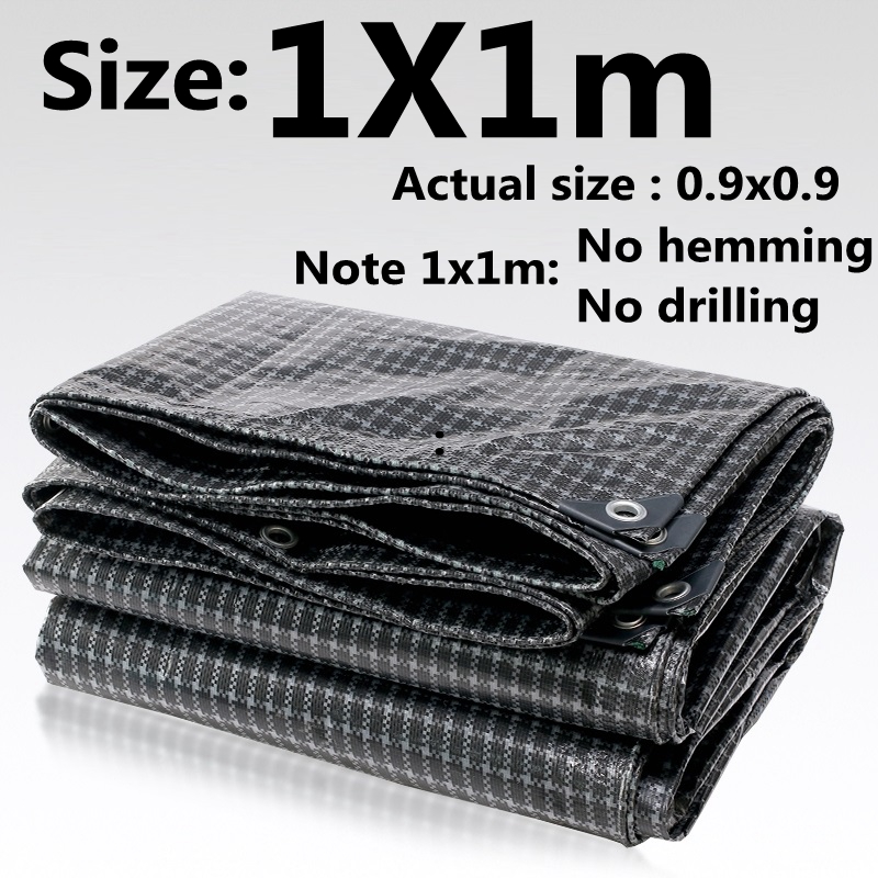 Lona impermeable de PE para exteriores, tela impermeable para balcón, jardín, planta, barco, camión, cobertizo, lona, color blanco y negro: 1X1m