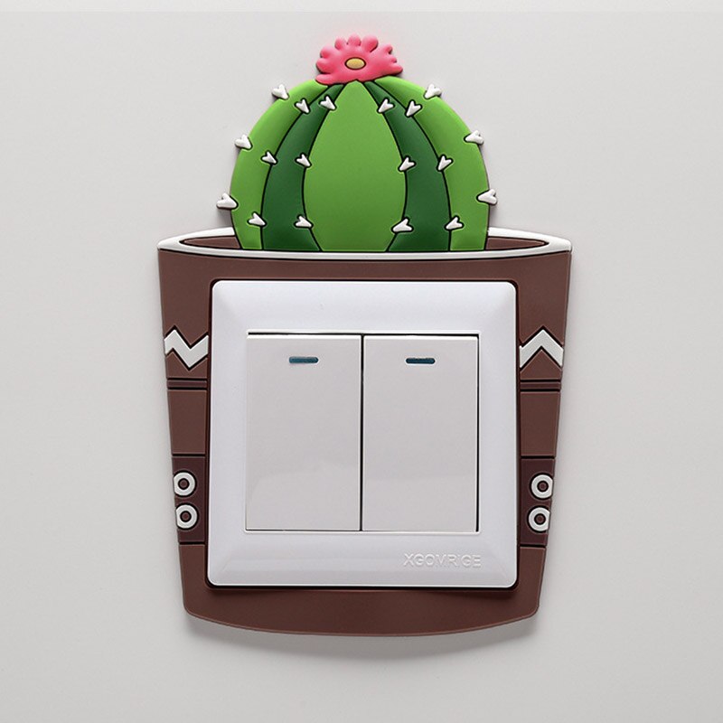 Cactus de dibujos animados fluorescentes, pegatinas para interruptor de pared, decoración para habitación de bebé, interruptor de luz luminoso, decoraciones de pared 3d: 04