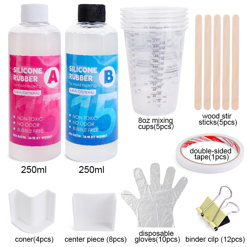 Testkit för tillverkning av silikonformar, snabbhärdande formtillverkning, silikongummi, platinahärdad gjutning, silikon för gjutning av hartsformar: Grön