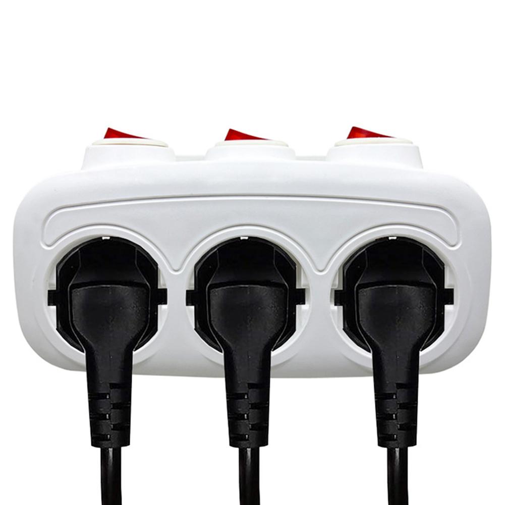 Enchufes eléctricos de la UE con interruptor de encendido/apagado, adaptador de extensión estándar alemán de 1 a 3 vías montado en Euro