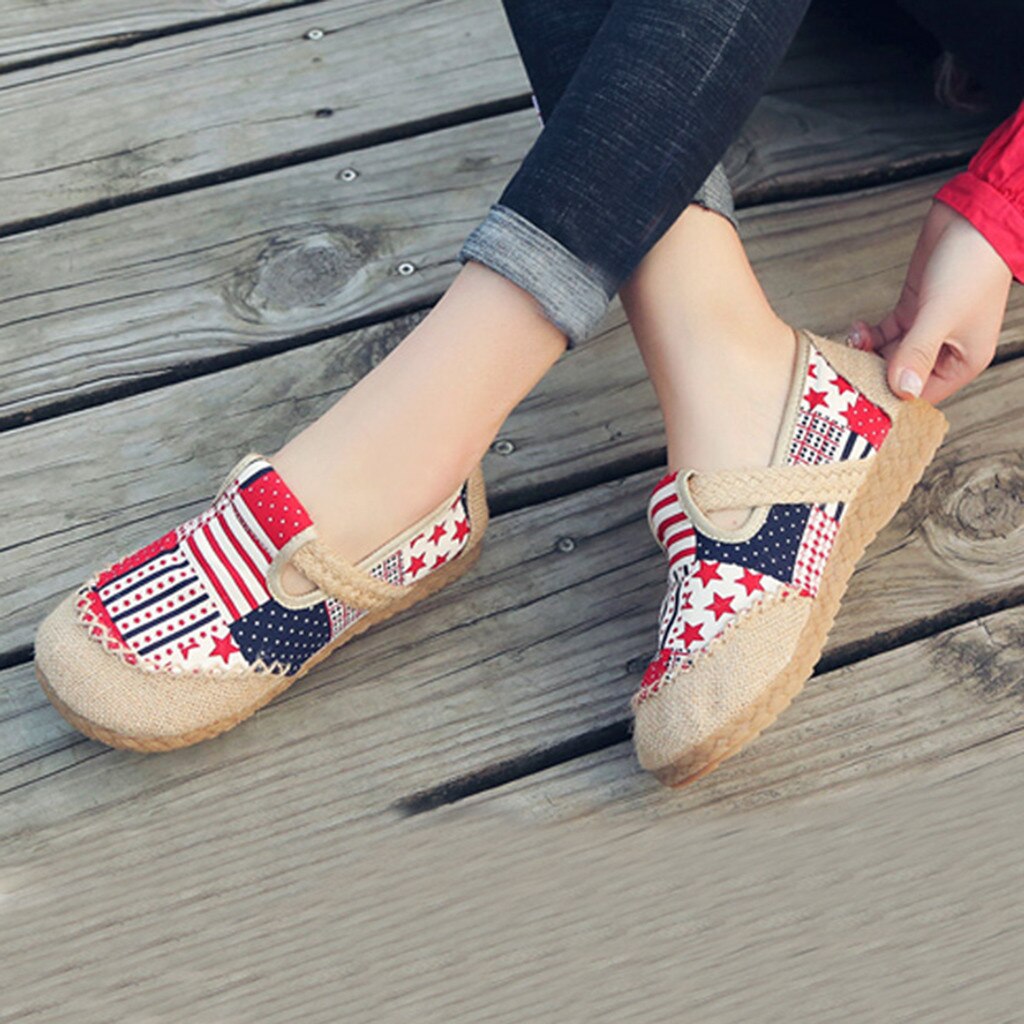 обувь женская Shoes Women's Casual Round Toe Comfortable breathable Loafers Cloth zapatos de mujer %50