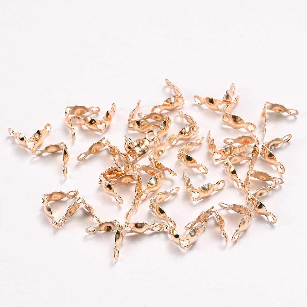 200 Stks/partij Rvs Connector Sluiting Fitting 4*8Mm Ball Chain Calotte End Crimps Kralen Connector Voor Diy sieraden Maken: KC Glod