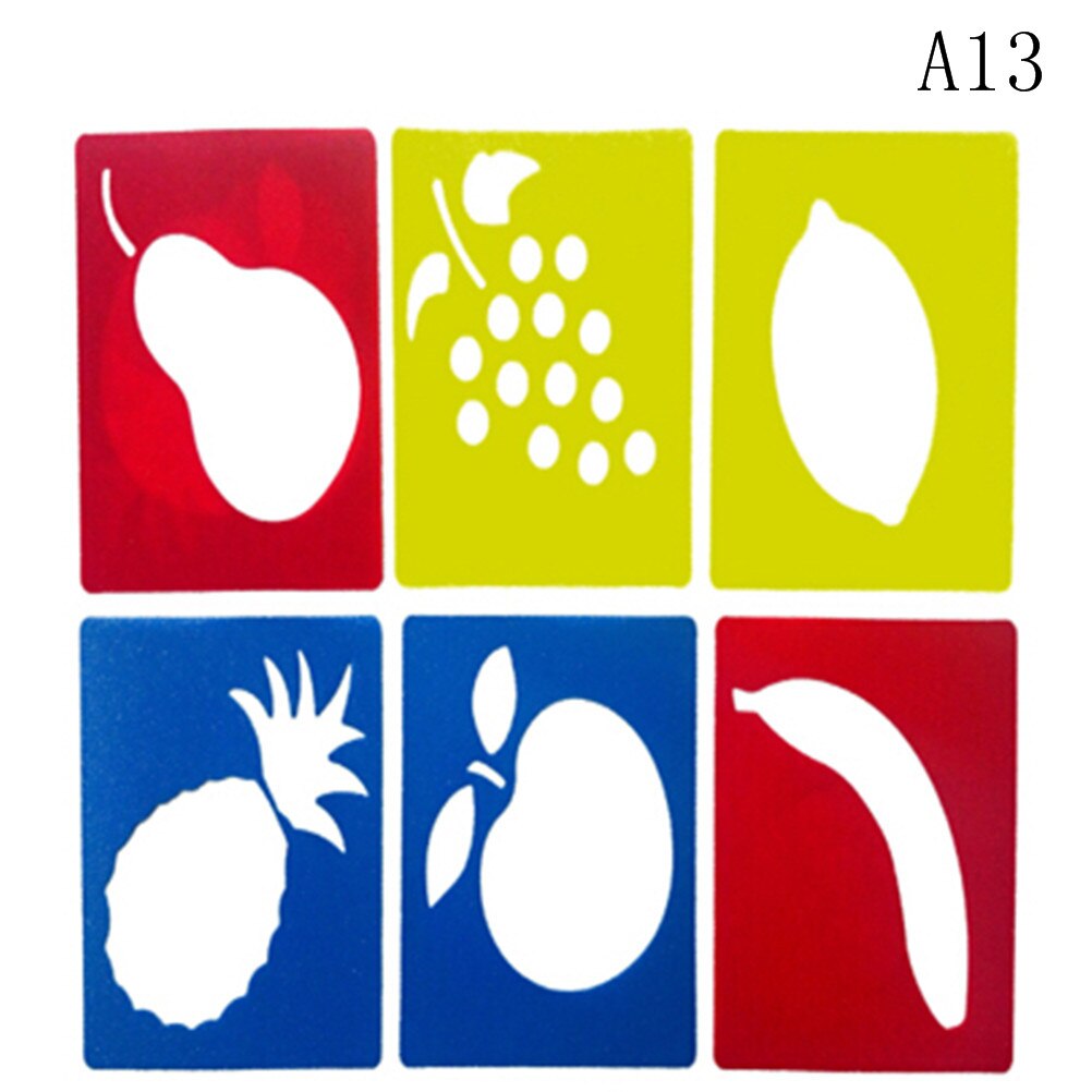 6pc Bambini Che Imparano Strumento di Arte Per Bambini Multi-A Forma di Righelli di Plastica Pittura Modello di Disegno Stencil Per Bambini Colorato Disegno Giocattolo: 13