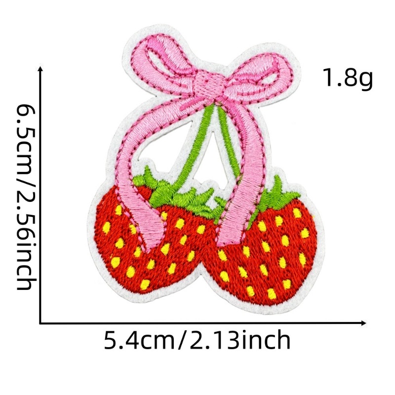 rot Erdbeere Obst Joghurt Milch Kuchen Mädchen Aufbügeln NäHenne bestickte Abzeichen Flecken DIY T-Shirt Rucksack Kleidung Applikationen Aufkleber: Nickel-Freies Weiß