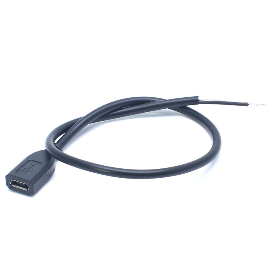 EClyxun 1pcs 30cm 5Pin Micro USB Female Jack Power Cable 3A 2 core White + Black V8 DIY Charging Connector for Max OD3.5mm2