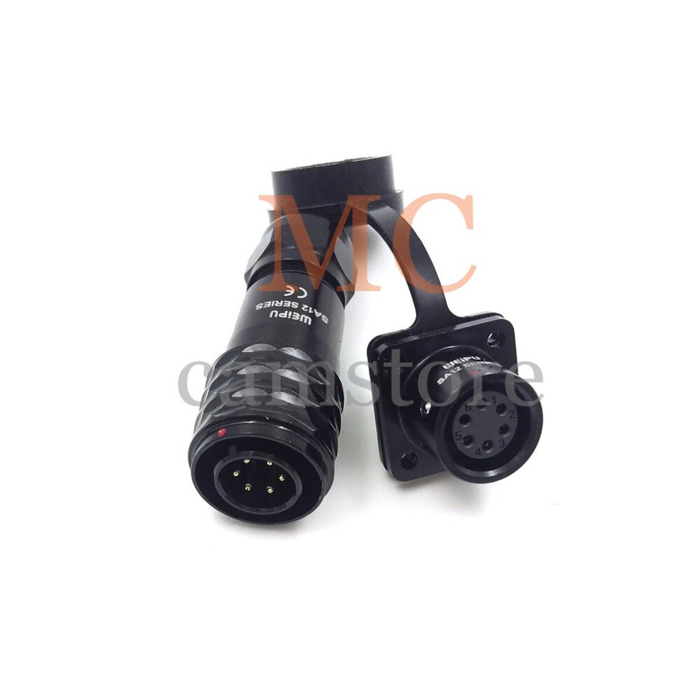 WEIPU SA12 series metal waterproof connector 2-9 pin plugs and socket, IP67 2pin waterproof male female solder wire connectors