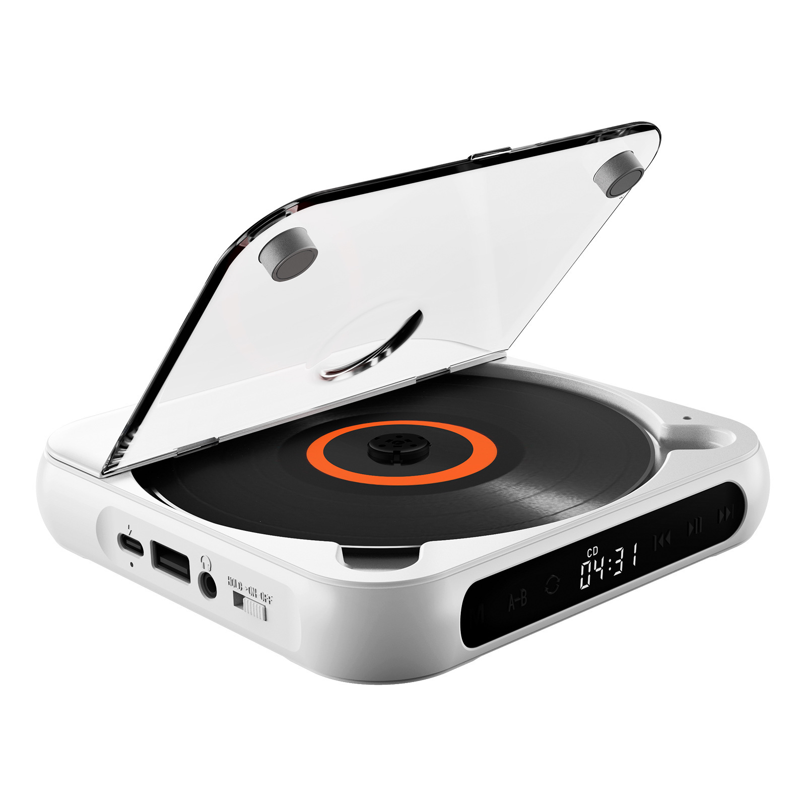 Tragbarer cd-player mit 5 wiedergabemodi, mini-musik-cd-walkman für studenten, männer und frauen, touchscreen, bluetooth-kopfhörer