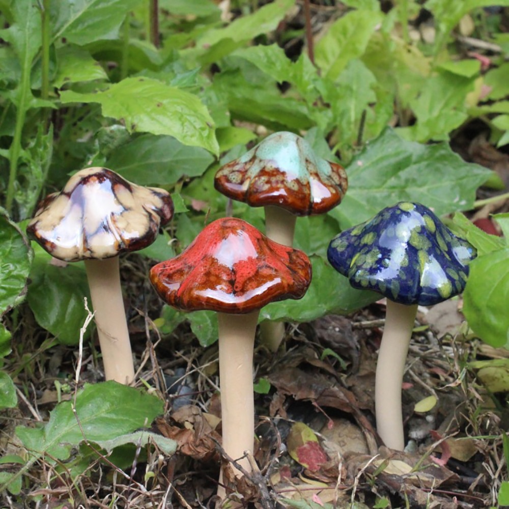Garden Ornaments Ceramic Mushroom Craft Jewelry Succulent Flowerpot Decoration Office Desktop Garden Decoration Accessories