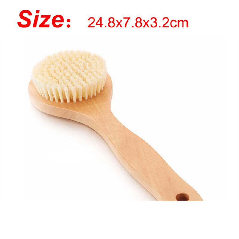 Kropstør børste hud krop blød naturlig børste børste af træ tilbage brusebørster eksfolierende badebørste spa kropsbørster: 4