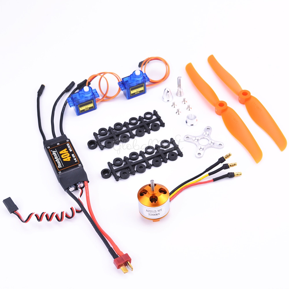 A2212 2212 1000KV / 1400KV / 2200KV Brushless Motor + 30A / 40A ESC with T plug SG90 9G Micro Servo for RC Fixed Wing Plane