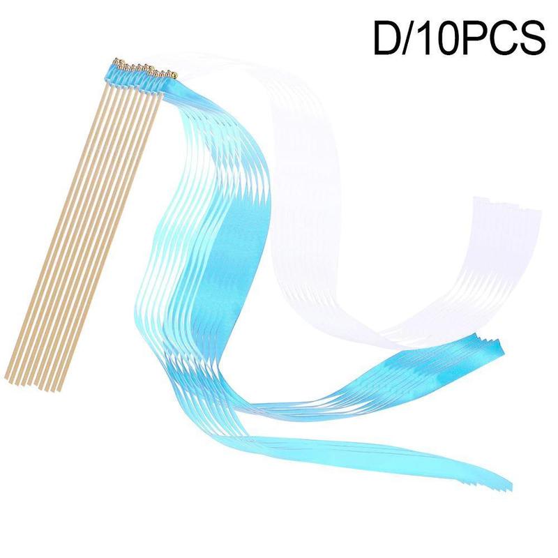 10 sztuk/partia ciemnozielone wstążki ślubne różdżki ze złotym dzwonkiem wstążki kręcenie serpentyny ślubne wstążki Stick: niebieski i biały