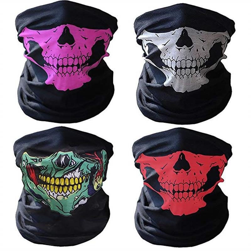 Motorcykelmask sommar balaclava 2 delar dödskalle spökmask biker motor ansiktsskydd vindtät utomhus ansiktsmasker halsduk