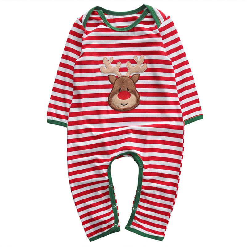 Baby Unisex Deer Xmas Romper Newborn Baby Boys Girls Christmas Romper Long Sleeve Body Suit Bebes Stripe Jumpsuit