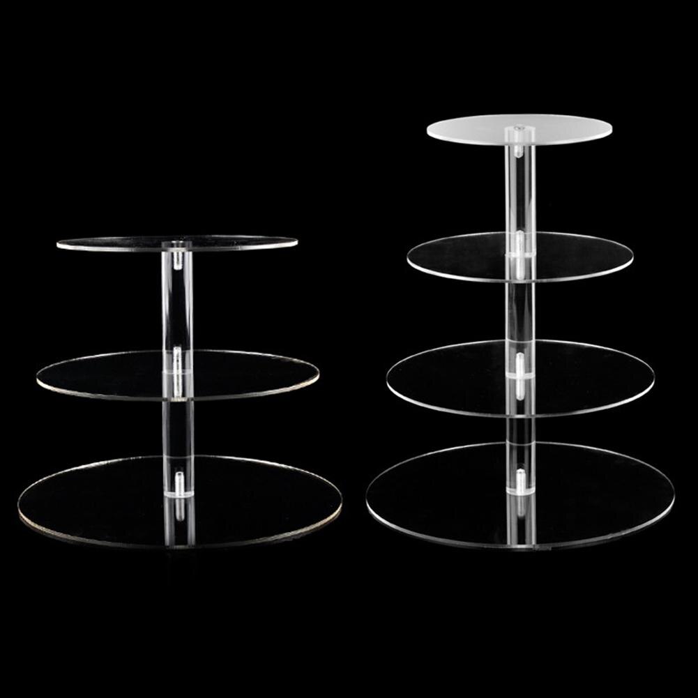 Transparent Round Acrylic 3/4 Tier Cake Holder Party Cupcake Display Stand Rack Glass Cake Stand Macaron Display Stand