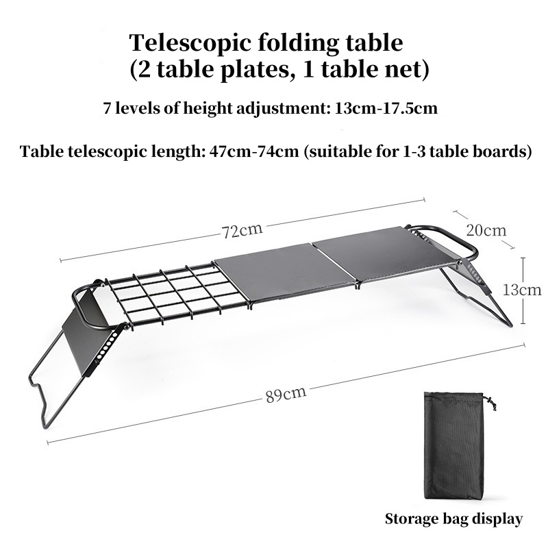 Outdoor telescopische campingtafel Opvouwbaar mini-kachelrek In hoogte verstelbare klaptafel Multifunctionele draagbare roostertafel: Licht Groen