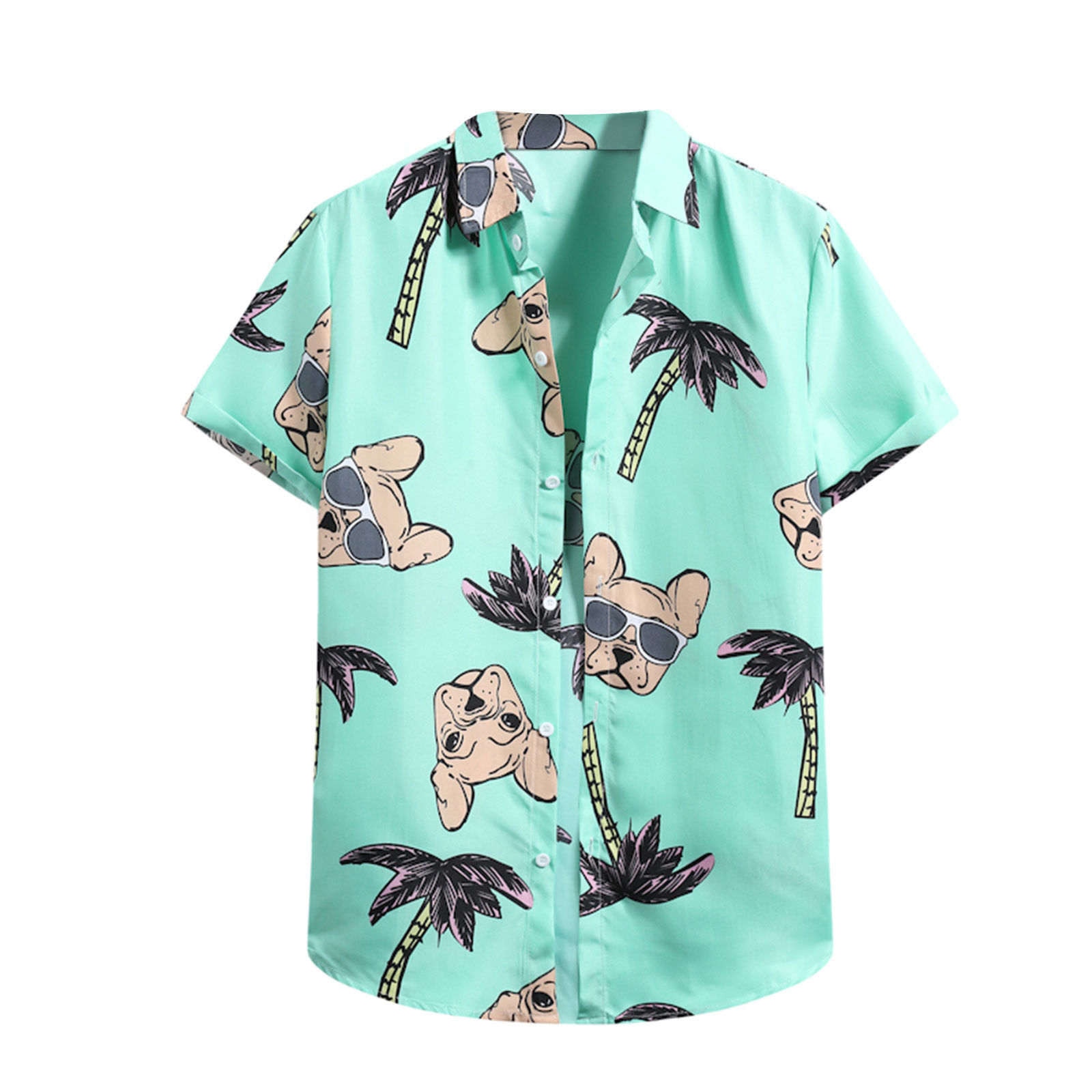 Men's Cardigan Short Sleeve Hawaiian Beach Flower Shirt Men's Turtleneck Shirt Summer Casual Floral Beach Shirts For Men