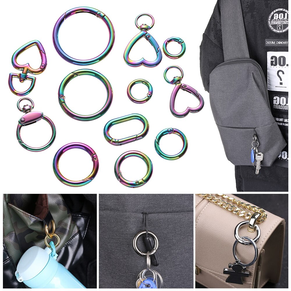 Snap Clasp Trigger Luggage Leathercraft Spring Gate Belt Strap Buckle Dog Chain Clip Metal Heart Ring Openable Keyring