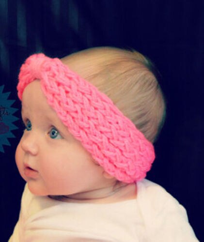 Baby barn småbarn flicka varmt hårband rosett pannband virka stickade öron soild wrap stickning ull pannband öronflikar hållbart huvudband