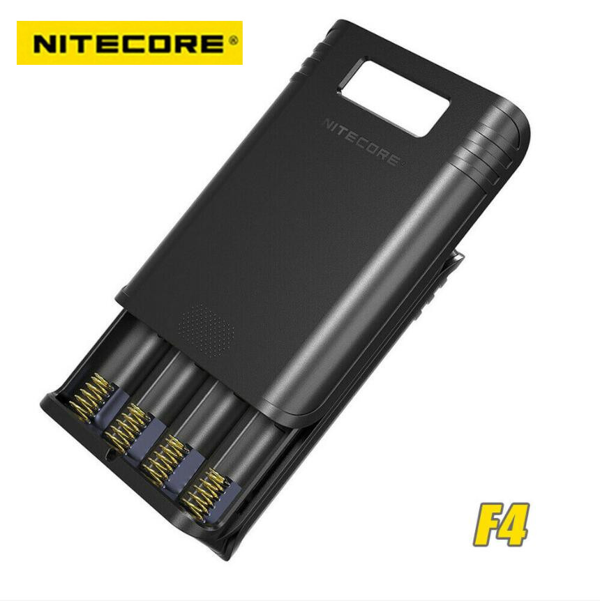 100% Originele Nitecore F4 Vier-Slot Flexibele Power Bank 2 In 1 Batterij Oplader Smart Usb Snellader Voor li-Ion/Imr 18650
