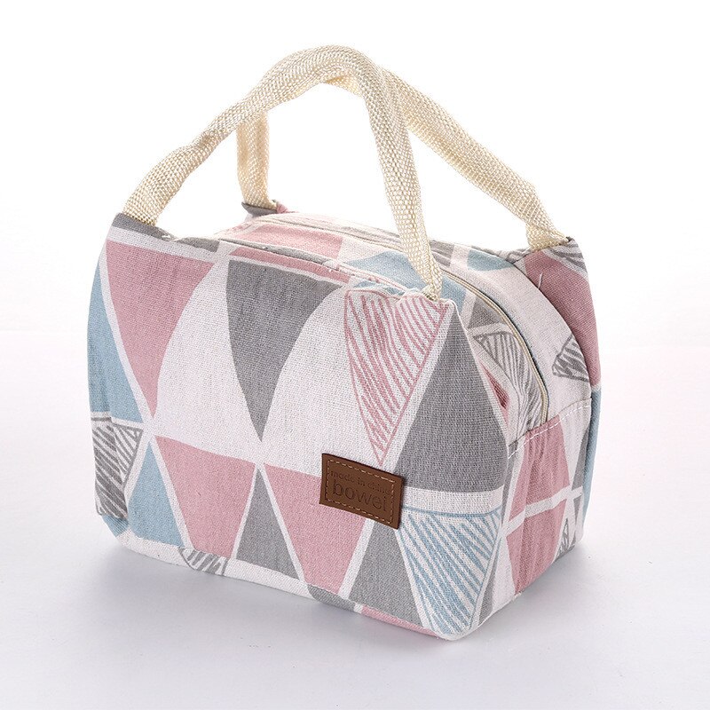 Draagbare Voedsel Lunch Tas Katoen Mode Thermische Isolatie Waterdichte Rits Verse Cooler Lunch Box Case Voor Vrouwen Kids