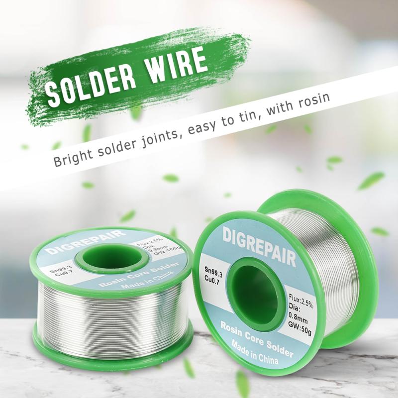 0.6/0.8/1.0 Mm Loodvrije Soldeer Tin 50G/100G Rosin Core Soldeer Sn99.3 cu0.7 Lassen Soldeerbout Soldeer Rosin Core