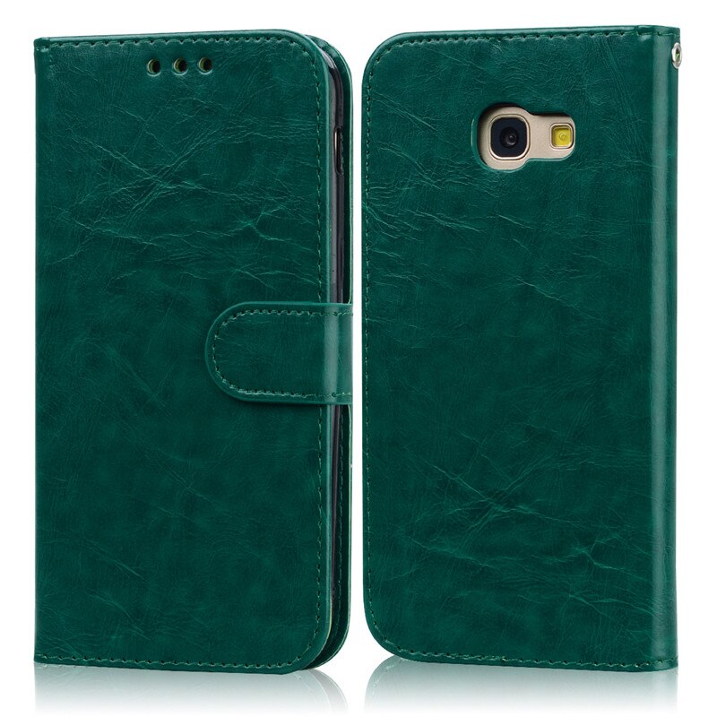 Voor Samsung Galaxy A7 Case Galaxy A7 Cover Luxe Leather Flip Case Voor Samsung Galaxy A7 SM-A720F/Ds Telefoon Case: Dark Green