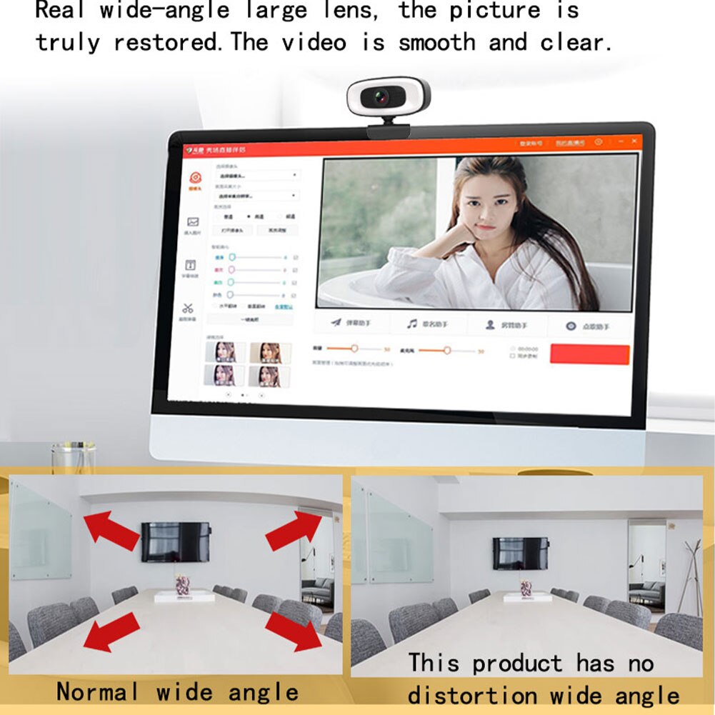 360 Degree Rotatable Computer Webcam Online Classes Wide Angle Camera Calling Gaming Desktop Laptop With Microphone USB HD Video