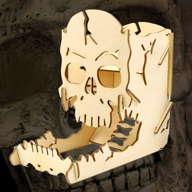 Skull terning tårn tre skull carving terninger enkel rulleboks for rpg brettspill