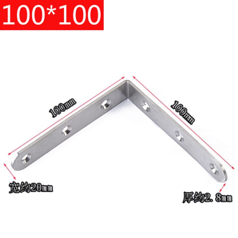 10Ppcs/Set Rvs Hoek Hoek Beugels Fasteners Protector Maat Hoek Stand Ondersteunende Meubels Hardware Tool: 100mm