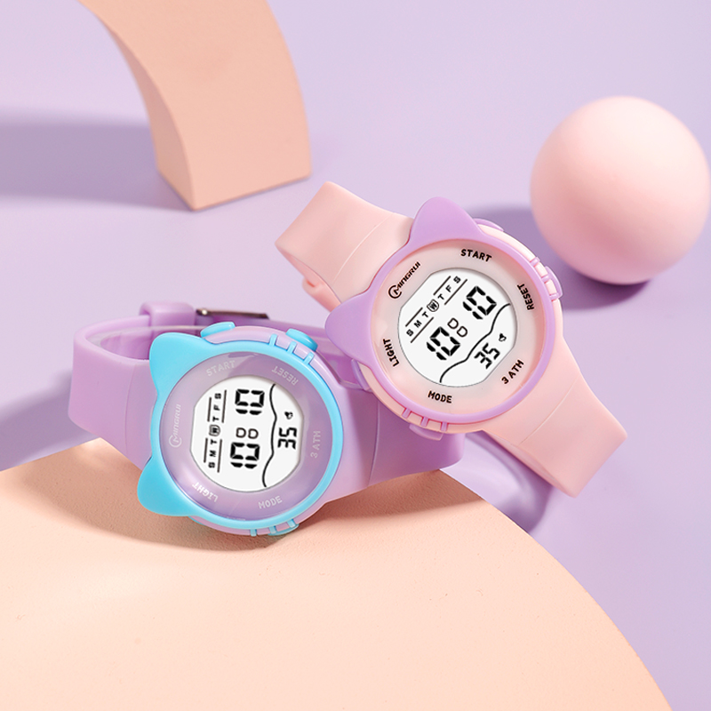 Kids Watch Girls Boys Pink Cute Meow Star Watches Children Sstudent Waterproof Alarm Clock Digit Electronic Watch