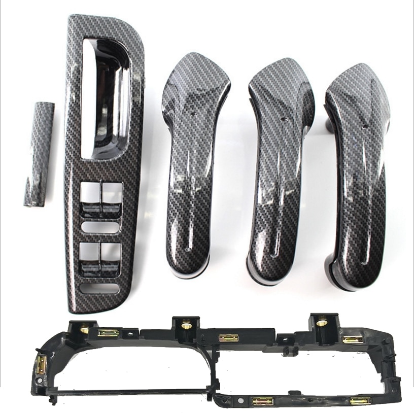 Manija de agarre Interior de estilo de fibra de carbono, reposabrazos de puerta Interior para: 1999-2004 Volkswagen Bora Golf 4 MK4 para Jet ta