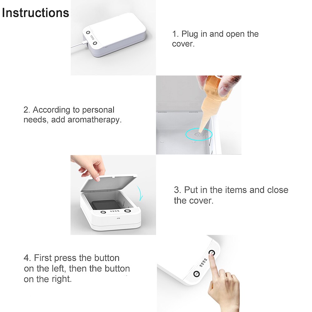 Phone UV Sanitizer Portable USB UVC Light Sanitizer Disinfection Cabinet with Aromatherapy For Mask Smartphones Jewelry Watch