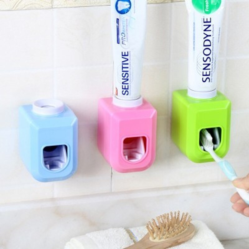 1Pc Hands Free Automatic Squeezer Toothpaste Dispenser Squeeze Out Wall Mount Bathroom Accessories 4 Colors LW031459