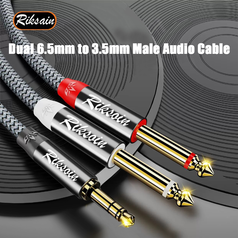 Cable Jack 3,5 a doble 6,35 Aux macho a 6,5mm Mono 3,5mm TRS a doble adaptador divisor en Y de 6,35mm Cable de Audio para amplificador mezclador