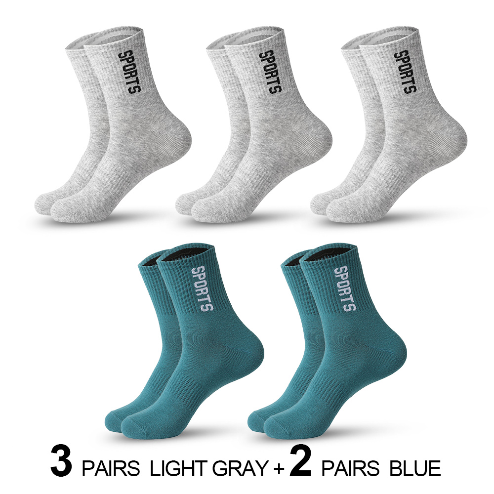 5 paar lente zomer winter heren sportsokken vrije tijd zweetabsorberend comfortabele dunne ademende sokken heren basketbal meias: Donkerblauw