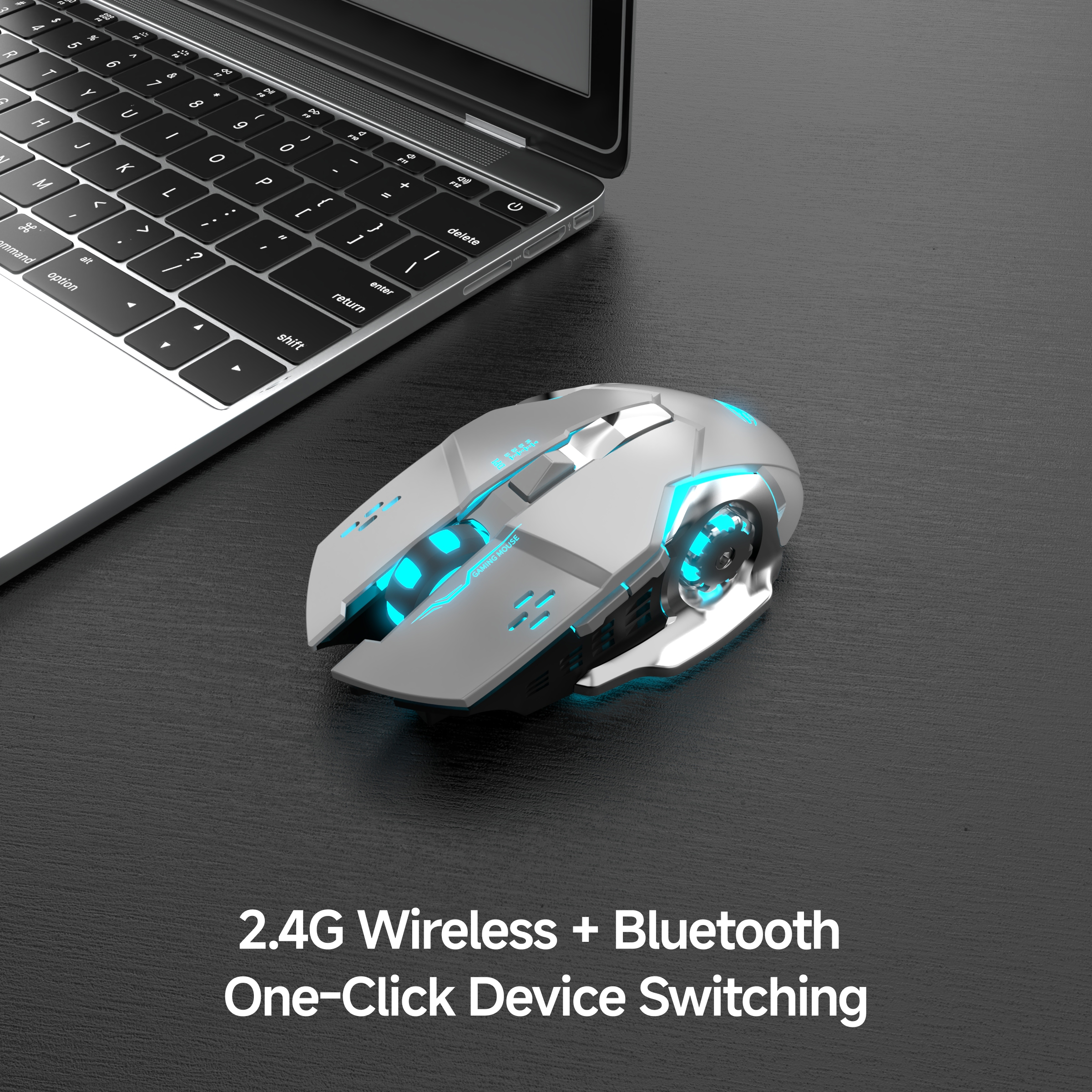 Eweadn  g306 spillmus, stillegående, trådløs bluetooth, for spilling og kontor, ergonomisk, komfortabelt grep, for pc, bærbar pc, e-sport